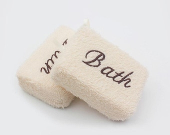 Embroidered Bath Sponge Block Set Soft Exfoliating Body Wipe