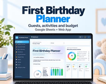 First Birthday Party Planner for Google Sheets, Guest List, Activities and Budget