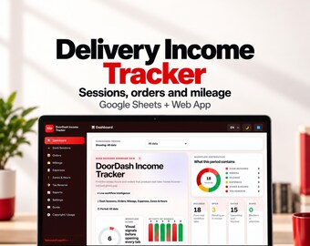 DoorDash Income Tracker for Google Sheets, Delivery Earnings, Mileage and Expense Log