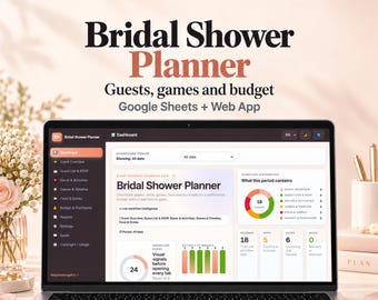 Bridal Shower Planner for Google Sheets, RSVP Tracker, Games and Party Budget