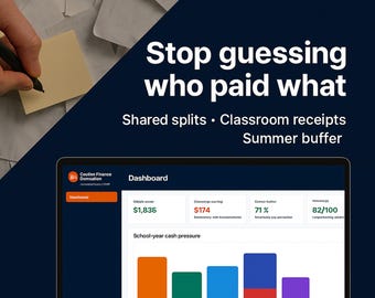 Couples Finance Dashboard for Teachers Google Sheets Web App | School-Year Budget Planner