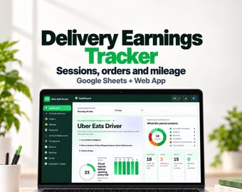 Uber Eats Income Tracker for Google Sheets, Delivery Earnings, Mileage and Expenses