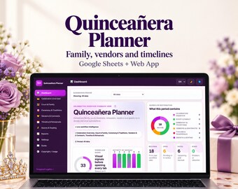 Quinceañera Planner for Google Sheets, Guest Seating, Vendor Tracker and Celebration Timeline