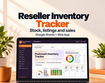 Poshmark Inventory Tracker for Google Sheets, Reseller Sales, Sourcing and Storage Organizer