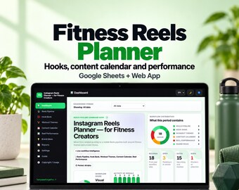 Instagram Reels Planner for Fitness Creators, Google Sheets Content Calendar and Hook Bank