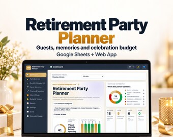 Retirement Party Planner for Google Sheets, Guest List, Speeches and Event Budget