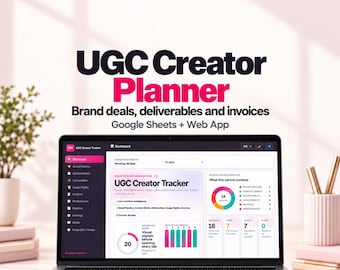 UGC Creator Planner for Google Sheets, Brand Deals, Content Deliverables and Invoice Tracker