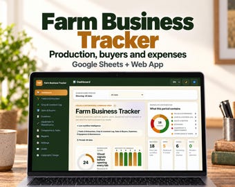 Farm Business Tracker for Google Sheets, Crop Records, Livestock, Sales and Expenses