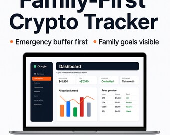 Crypto Portfolio Tracker for Single Moms Google Sheets Web App Family-First Dashboard DCA Emergency Buffer