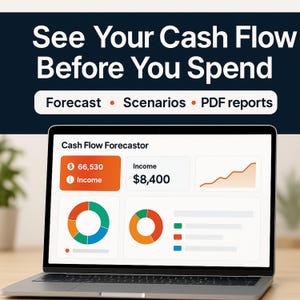 Cash Flow Forecaster Google Sheets Web App | Budget Forecast, Scenarios, Alerts & Buffer Planner