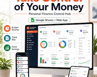 Personal Finance Control Hub Google Sheets + Web App Budget Planner