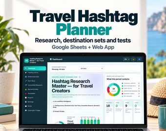 Travel Hashtag Research Planner for Google Sheets, Destination Sets and Post Performance Tests