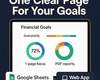 Simple Financial Goals Google Sheets Web App | One-Page Money Goal Planner & Progress Tracker
