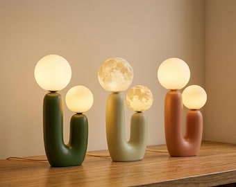 Lámpara de mesa/lámpara de cristal de arte nórdico / Lámpara de mesita de noche de cristal escultural / Lámpara de decoración moderna para el hogar