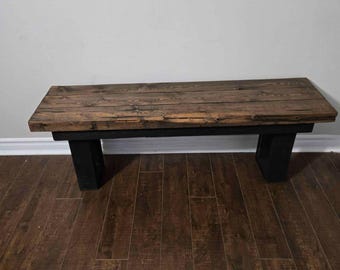 Rustic Long Wooden Entryway Bench | Farmhouse Dining Bench