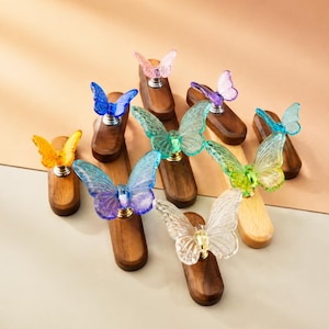Colorful Butterfly Acrylic Knobs Black Walnut Handles Pulls Dresser Drawer Handles Closet Kitchen Cupboard Cabinet Door Pull Modern Hardware