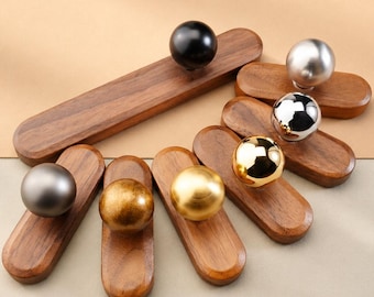 Tiradores de aleación de zinc con forma de bola de colores, manijas de nogal negro, pomos para cajones de cómoda, armarios, alacenas y puertas de gabinetes.