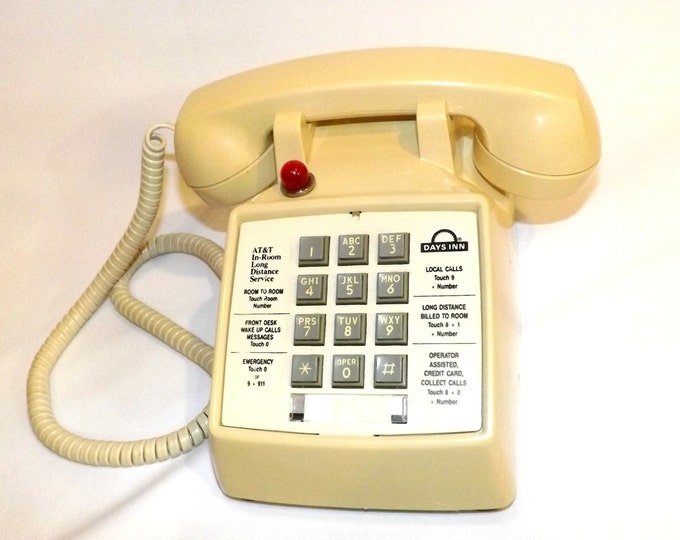 Vintage Motel Phone Red Light Push Button Beige Desktop Etsy