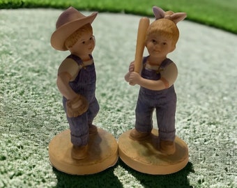 Denim Days by Homco  Danny & Debbie  # 1522 “Lets Play Ball" 1985 Figures Set 2 #13