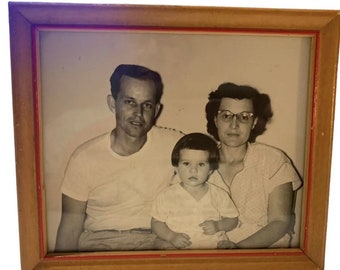 Vintage Family Photo 1960’s  Black & White Good Ole Days Husband Wife Child #12