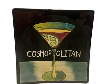 Cosmopolitan Decorative Ceramic Wall Plate Bar Decor Mary Naylor Black