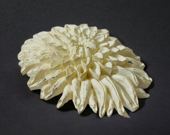 Vintage Flower Brooch Cream Plastic Statement Piece #75