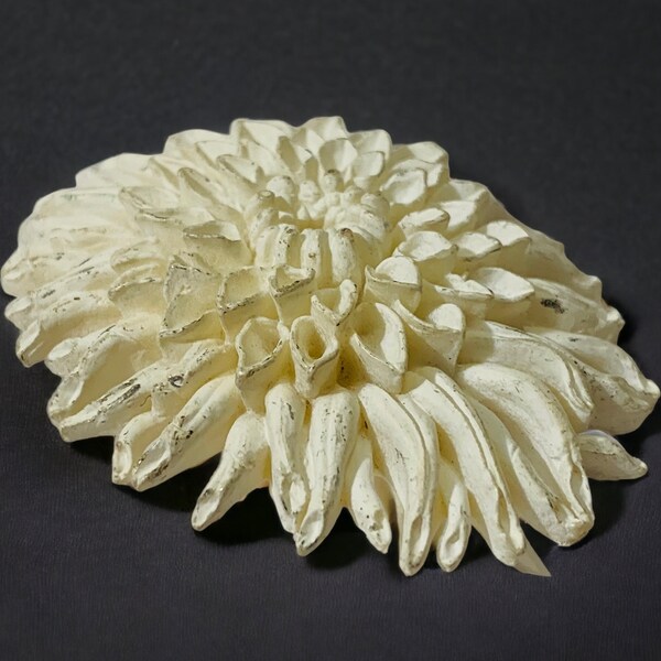 Vintage Flower Brooch Cream Plastic Statement Piece #75