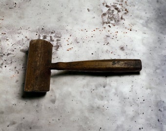 Vintage Solid Wood Mallet Hammer Old Tools Handyman #14