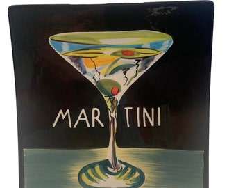 Martini Decorative Ceramic Wall Plate Bar Decor Mary Naylor Black