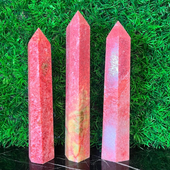 XL Rhodonite Crystal Tower  - High Grade Pink Rhodonite Obelisk Wand