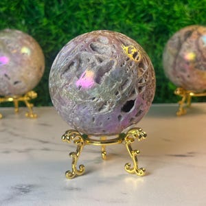 Sphère de sphalérite aura arc-en-ciel - Grande boule de cristal druzy irisée pour la méditation