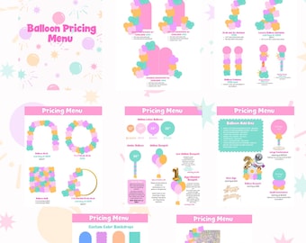 Editable Custom Balloon Menu Template | Canva Template | Balloon Pricing Guide | Instant Download