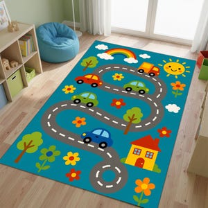 Kids Road Play Rug, Car Play Mat, Montessori Educational Toy Carpet