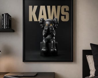 Väggkonsttryck med figur i svart guld | Djärvt typografiskt uttalande (digital nedladdning)