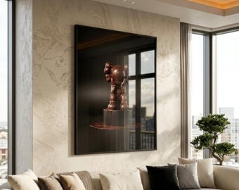 KAWS Chokladskulptur Konsttryck | Smältande figur Mörkbrun Poster (Digital Nedladdning)