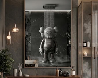 KAWS Duschtryck | Moody Herr Badrumsdekor (Digital Nedladdning)