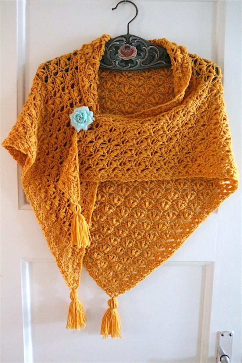 Olivia's Shawl  crochet shawl pattern UK and US terms image 1