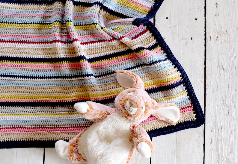 Crochet Blanket Pattern  Fun With Stripes Blanket UK and US image 1