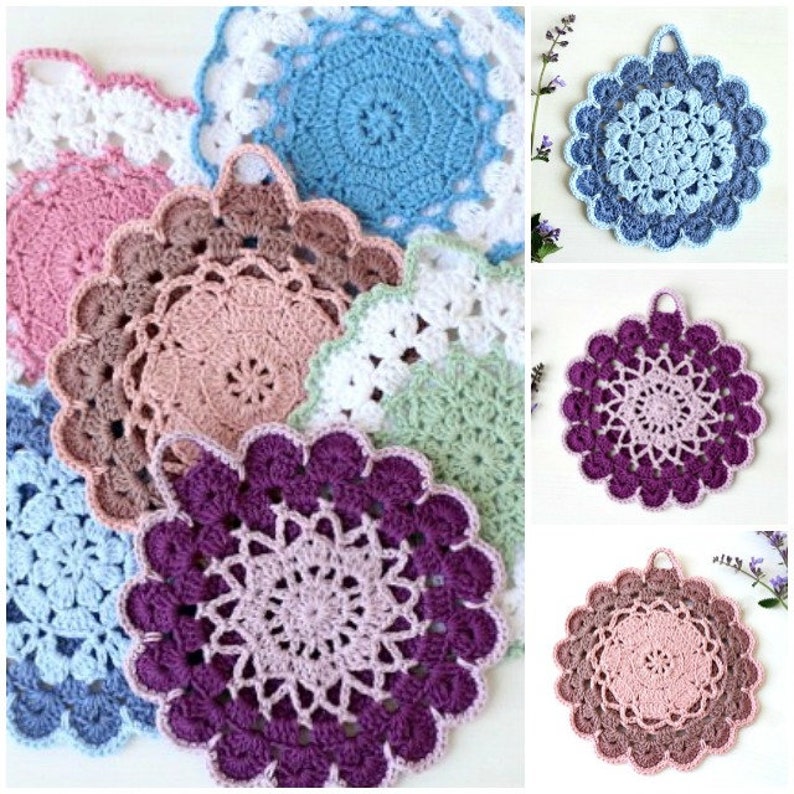 Crochet Pattern Vintage Crochet Potholder Pattern US, UK and Swedish terms PDF file image 7