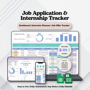 Job Application Tracker Spreadsheet Google Sheets Excel Internship Tracker Digital Job Hunt Dashboard Career Planner Template Student