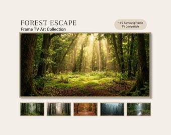 Paquete de arte digital para TV con marco "Escapada al Bosque", arte para TV Samsung con marco, paisajes boscosos, decoración de naturaleza (descarga digital)