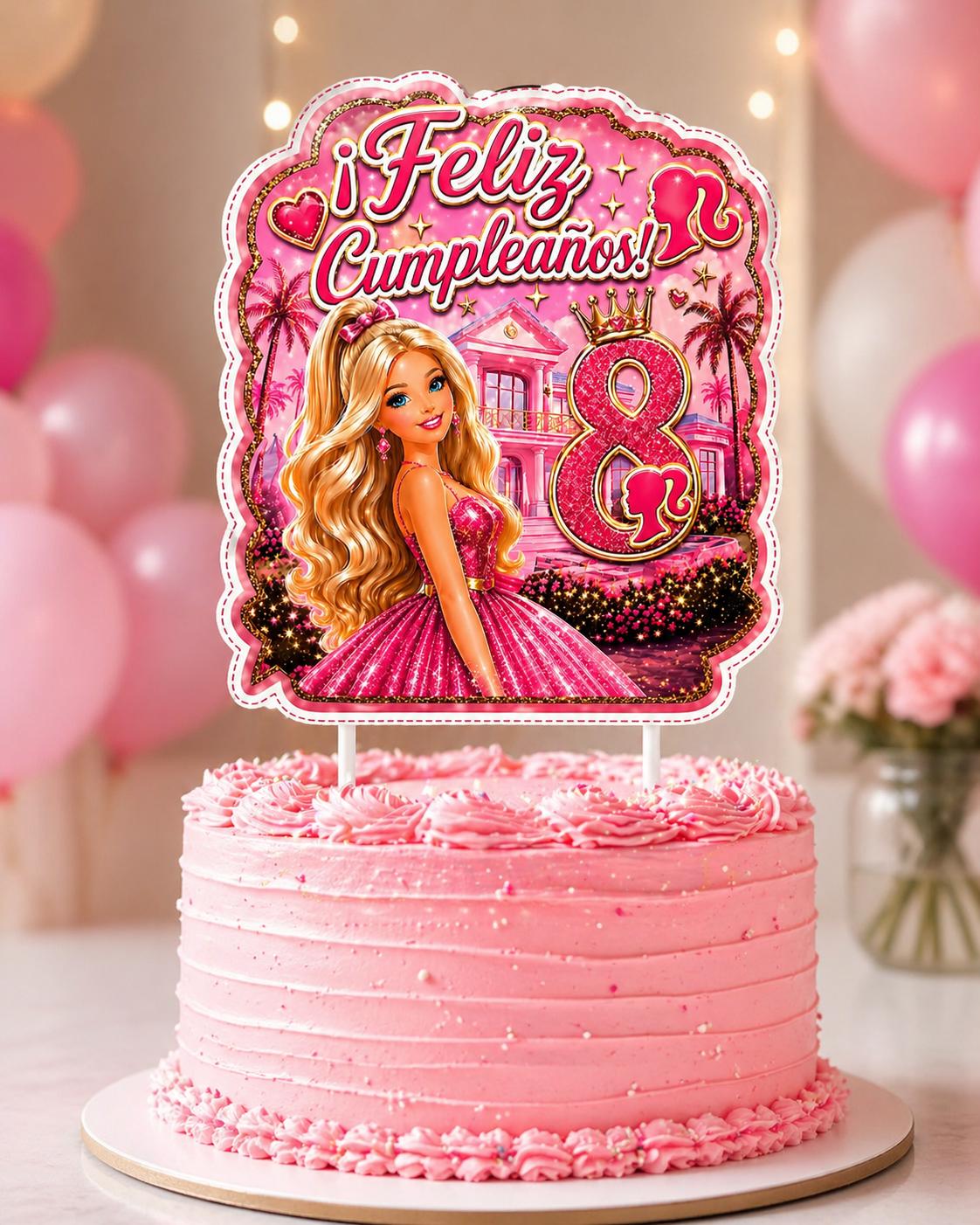 Pink Princess Birthday Cake Topper – Custom Age Girl Party Decoration ...