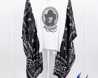 Hank Williams Jr Boho Batwing, Butterfly wing silk sleeve poncho kimono