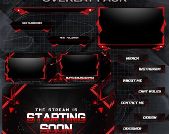 Red Tactical Twitch Overlay Pack | Bullet Impact Animated Stream Overlay | FPS Gaming Screens | OBS Stream Package | Streamer Graphics