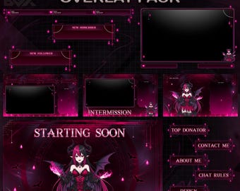 Animated Demon Girl Twitch Overlay Pack | Dark Anime Stream Package (Digital Download)