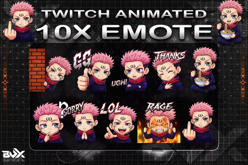 Animated Cursed King Twitch Emotes Pack | 10x Anime Gamer Reactions ...
