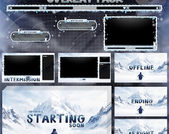 Animated Penguin Twitch Overlay Package | Winter Stream Graphics (Digital Download)