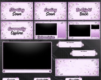Pink Floral Twitch Overlay Pack | Pastel Stream Package (Digital Download)