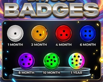 Saiyan Inspired Twitch Sub Badges: Anime Power Level Loyalty Icons (Digital Download)
