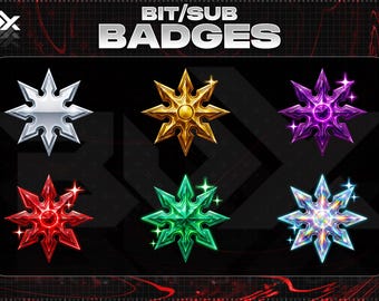 Shuriken Twitch Bit & Sub Badges | Anime Ninja Star Badge Pack | VTuber Gaming Subscriber Icons | Twitch Emotes  Stream Graphics